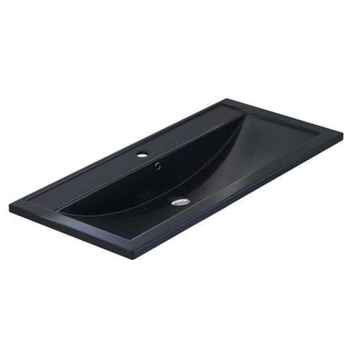 Раковина из искусственного камня Uperwood Foster Quartz 291030046 100х50 полувстраиваемая цвет черный