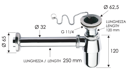 Сифон для раковины Remer 973Z114 хром