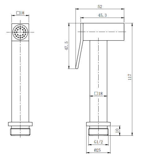 Гигиеническая лейка AltroBagno BM AltroBagnoBS060213GM цвет оружейная сталь - фото 2