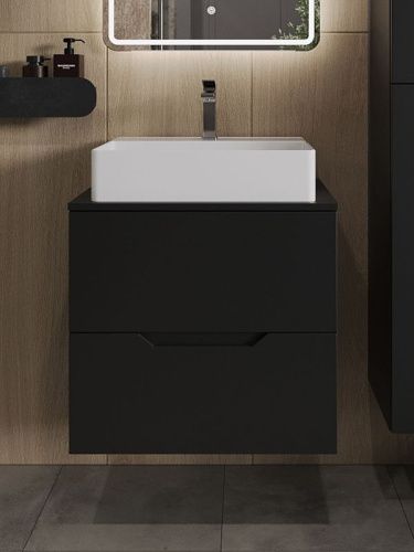 Тумба с раковиной Orange Line Li-60TubMDF+B04-500W 60х50 подвесная цвет черный - фото 3