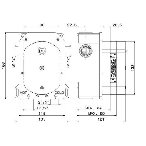 Встраиваемая часть термостатического смесителя 1/2" на 2 источника Newform 31061.00.000 - фото 2