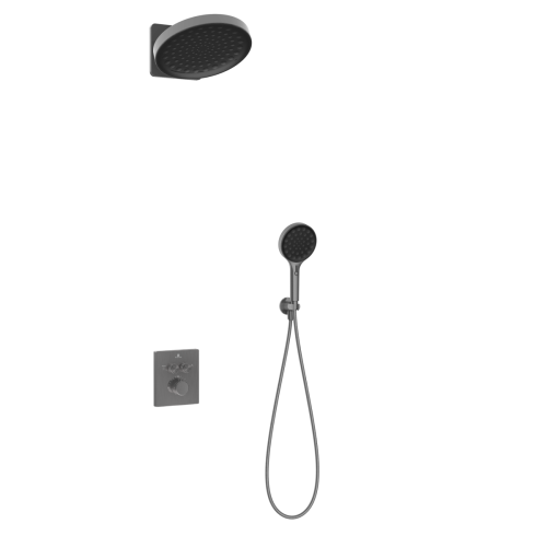 Душевая система Vincea Inspire VSFW-3I21MT3RGM встраиваемая в стену цвет вороненая сталь с термостатом - фото 2
