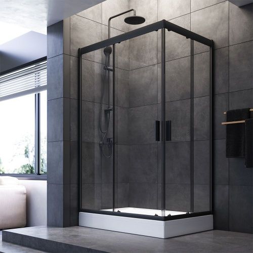 Душевой уголок Am.Pm Gem W90G-404-120280-BT 120х80 стекло прозрачное профиль черный без поддона