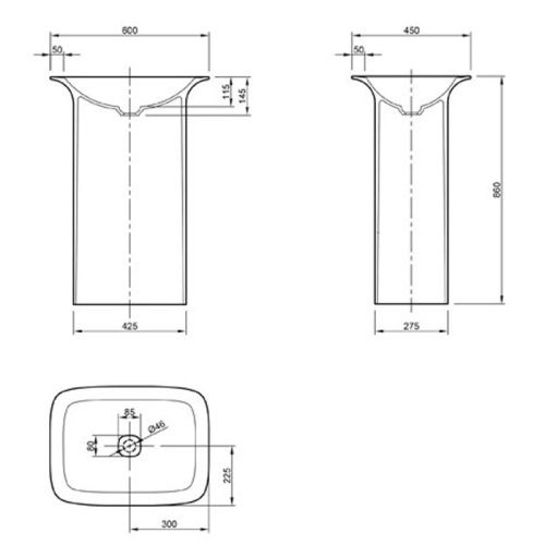 Раковина из искусственного камня Knief Glam 0600-082-01 60 см напольная цвет белый без отверстий под смеситель - фото 2