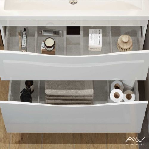 Тумба с раковиной Alavann Tess ALV1010000 100х50 подвесная цвет белый - фото 4