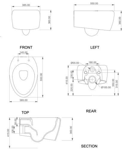Чаша унитаза подвесная GSG Ceramic Design Touch TOWCSOSC001 цвет белый без сиденья безободковая смыв торнадо - фото 2