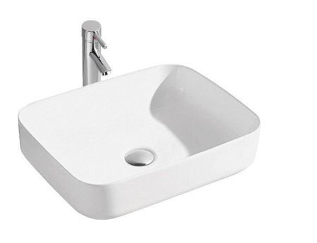 Раковина из сантехнического фарфора Sintesi SIN-LVB-APP-409 50х40 накладная цвет белый без отверстий под смеситель