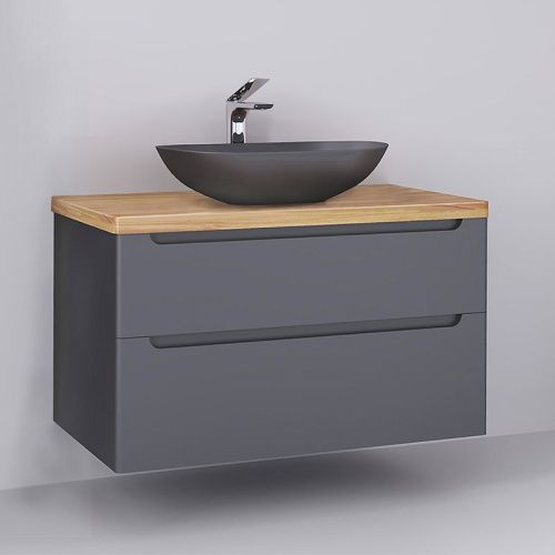 Тумба под раковину Jorno WOOD wood.01.100/P/GR 100х50 подвесная цвет серый - фото 3