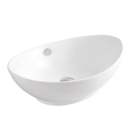 Раковина из сантехнического фаянса CeramaLux 9019 60х40 накладная цвет белый без отверстий под смеситель