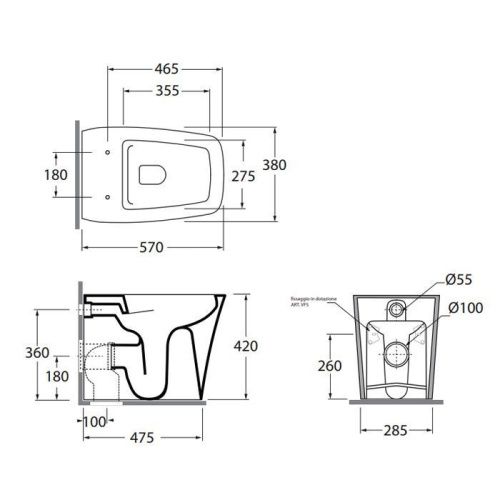 Чаша унитаза приставная Azzurra Hera HEVCTPE00000BI цвет белый без сиденья безободковая душевой смыв - фото 2