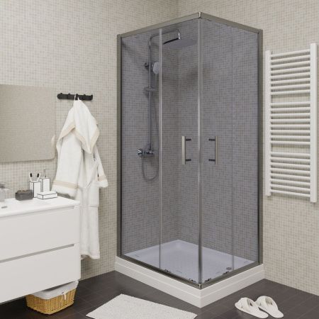 Душевой уголок Parly QZ81S 100х80 стекло тонированное профиль хром с поддоном