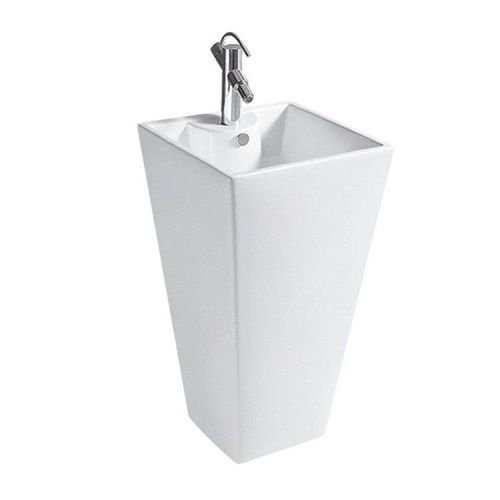 Раковина из сантехнического фаянса CeramaLux NB145 50х50 напольная цвет белый 1 отверстие под смеситель - фото 5