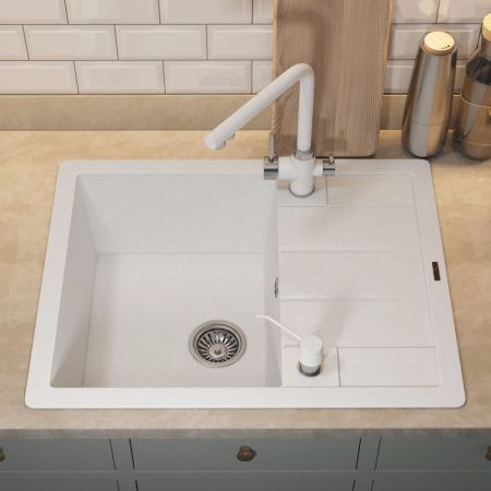 Кухонная мойка Uperwood Quartz Premium UPD-03 3910202108 65х50 цвет белый поверхность матовая