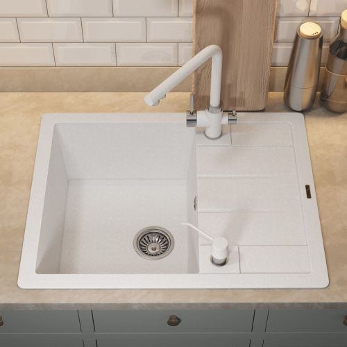 Кухонная мойка Uperwood Quartz Premium UPD-03 3910202108 65х50 цвет белый поверхность матовая - фото 4