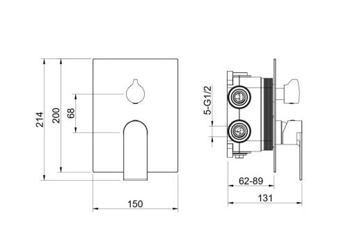 Смеситель для ванны Aquatek ЛИРА AQ1447CR встраиваемый в стену хром - фото 4