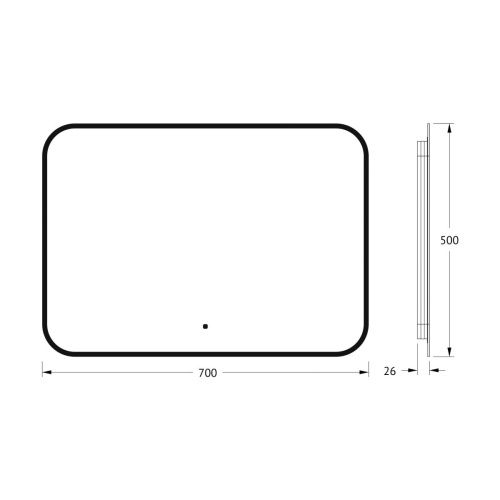 Зеркало с подсветкой Defesto AURA DF 2964RH 70х50 подвесное - фото 2