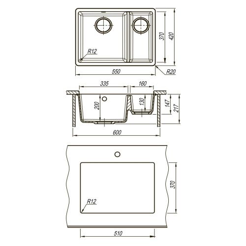Кухонная мойка LeMark Sinara 550.2-u 9910080 55х40 цвет бежевый поверхность матовая - фото 4