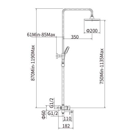 Душевая стойка Fashun A2482-8 настенная цвет белый/хром