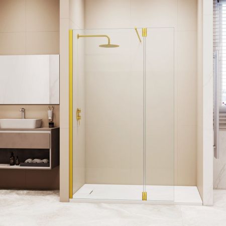 Душевая перегородка RGW Walk In 351005093-16 90х195 стекло прозрачное профиль золото