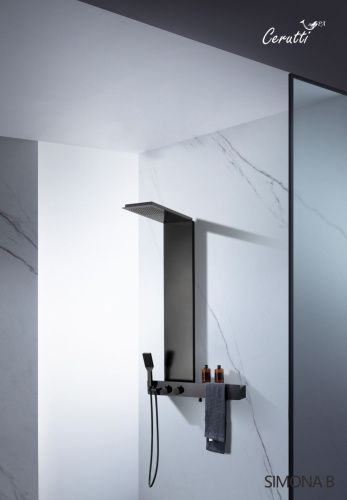 Душевая панель Cerutti SPA CT9660 настенная цвет черный