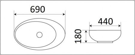 Раковина из сантехнического фаянса CeramaLux 78456 70х40 накладная цвет черный без отверстий под смеситель