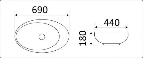 Раковина из сантехнического фаянса CeramaLux 78456 70х40 накладная цвет черный без отверстий под смеситель - фото 2