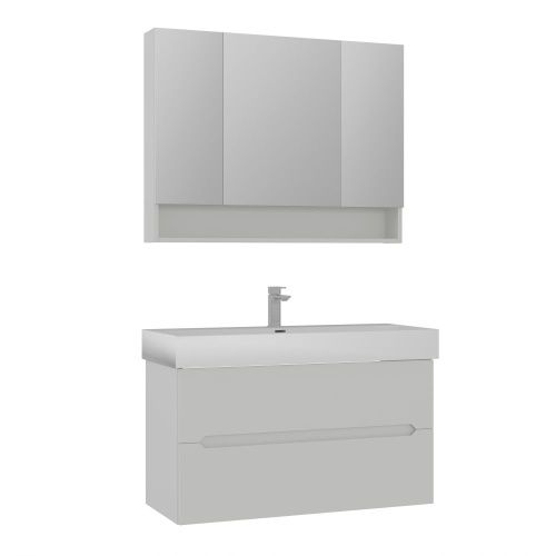 Тумба с раковиной Orka Malta 5001480 100х50 подвесная цвет серый - фото 2