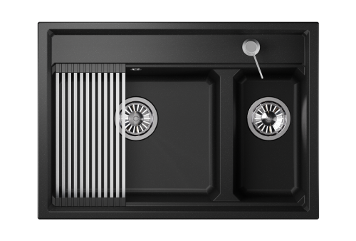 Кухонная мойка Granula Kitchen Space 7302, ЧЁРНЫЙ 75х50 цвет черный поверхность матовая - фото 2