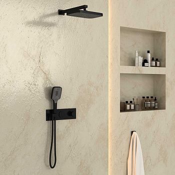 Душевая система Vincea VSFW-422T1MB встраиваемая в стену цвет черный с термостатом