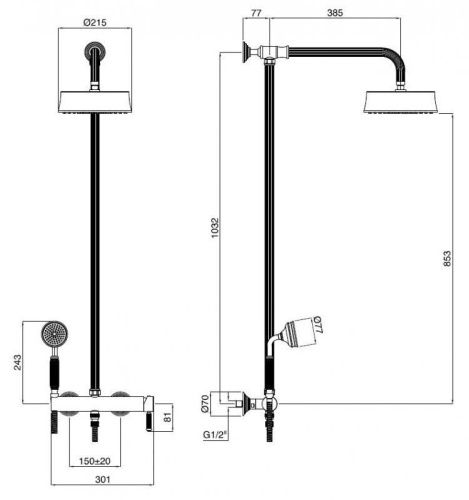 Душевая стойка Cezares OLIMP OLIMP-CD-03/24-L настенная цвет золото - фото 5