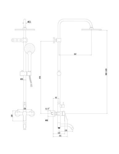 Душевая стойка Fmark FS8245A настенная цвет хром - фото 3