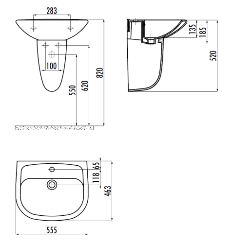 Раковина из сантехнического фарфора Creavit Pitta PA055-00CB00E-0000 60х50 подвесная цвет белый 1 отверстие под смеситель - фото 2