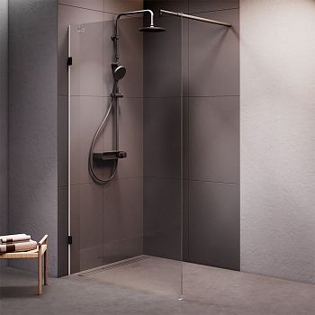 Душевая перегородка Am.Pm X-Joy W94UWI-110-F1-BTE 110х195 стекло прозрачное профиль черный