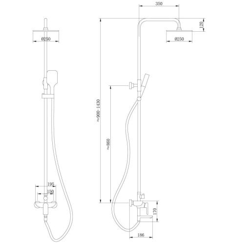 Душевая стойка Abber AF8016NB настенная цвет черный - фото 3