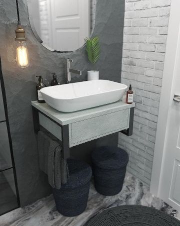 Тумба под раковину 1MarKa Grunge Loft Ц0000001582 60х50 подвесная цвет серый