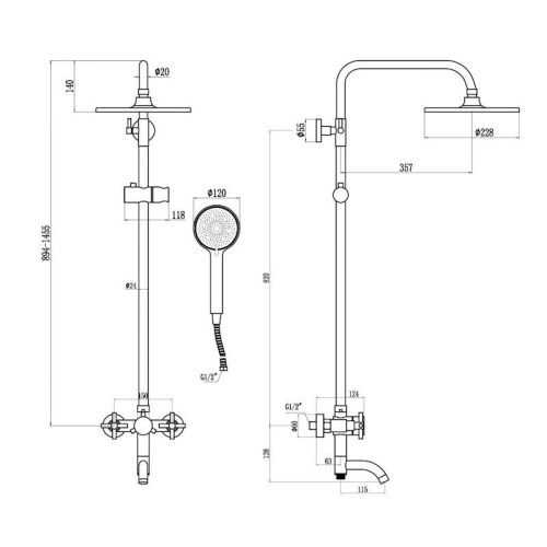 Душевая стойка Fmark FS8445 настенная цвет серый - фото 3