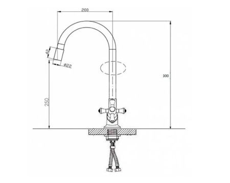 Смеситель для кухни D-Lin D153807-4 на мойку хром/красный