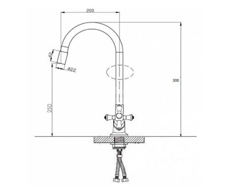 Смеситель для кухни D-Lin D153807-6 на мойку хром/синий - фото 2