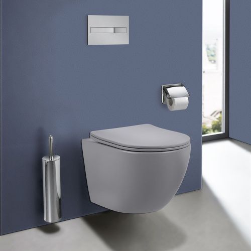 Унитаз подвесной Vincea Globo VT1-14SMG серый с сиденьем микролифт безободковый душевой смыв