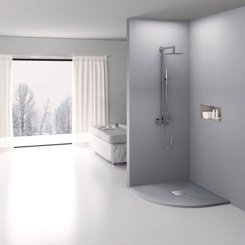 Душевой поддон из искусственного камня Vincea H25 VST-4SQ9090G 90х90 серый - фото 2