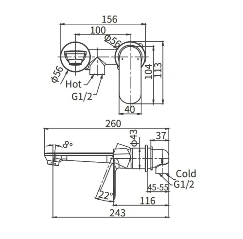 Смеситель для раковины Arrow ARM12848 встраиваемый в стену хром - фото 5