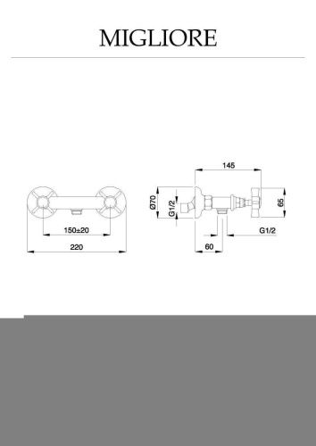 Смеситель для душа Migliore PRINCETON 19347 настенный бронза - фото 2