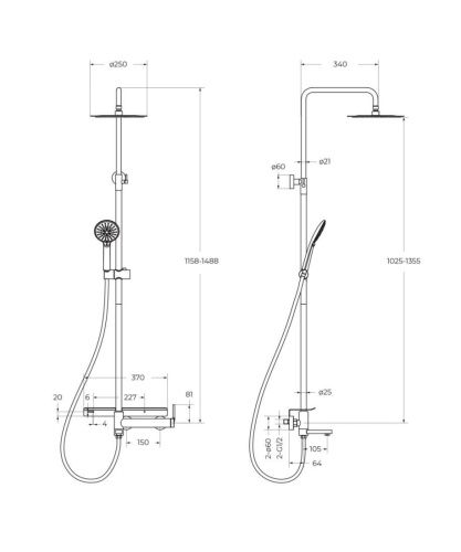 Душевая стойка BelBagno ETNA ETN-VSCM-IN настенная цвет серый - фото 2