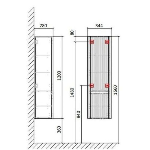 Шкаф-пенал Jorno LUMINO Lum.04.120/P/A/JR 40х120 подвесной цвет черный - фото 4
