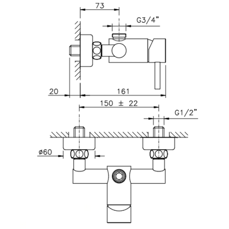 Смеситель для душа Nicolazzi Olympus 3725CR настенный хром