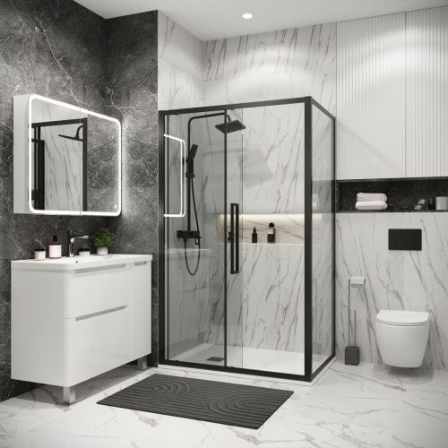 Душевой уголок Grossman Cosmo 120.K33.02.1470.21.00 140х70 стекло прозрачное профиль черный без поддона - фото 5