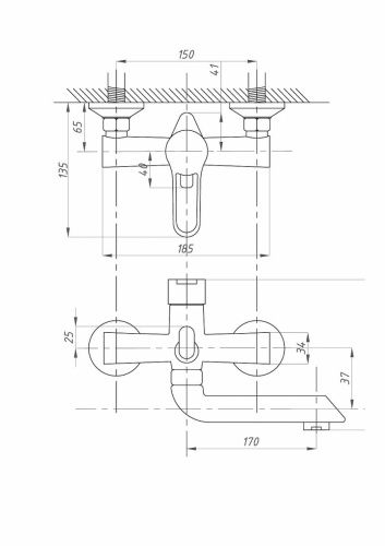 Смеситель для ванны и душа FAUZT FZs-243-B100 настенный хром - фото 4