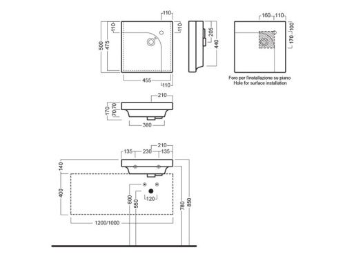 Раковина из сантехнического фаянса Hatria GRANDANGOLO YXFB01 50х50 подвесная цвет белый - фото 3