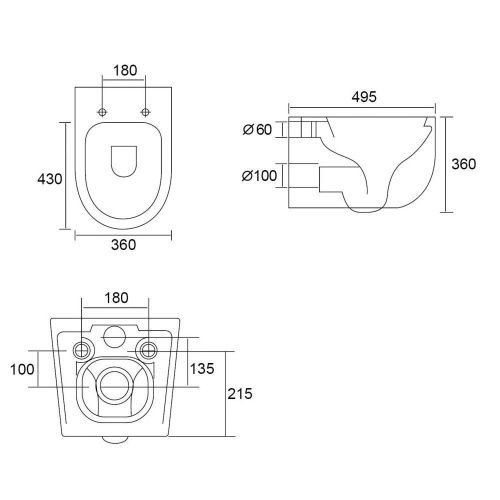 Унитаз подвесной Abber Bequem AC1104TNS белый с сиденьем микролифт безободковый смыв торнадо - фото 5