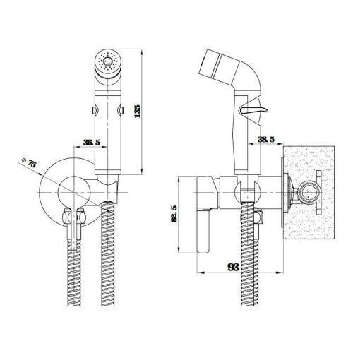 Гигиенический душ со смесителем Esko Sochi Gun Metal SMHSCGM оружейная сталь - фото 3